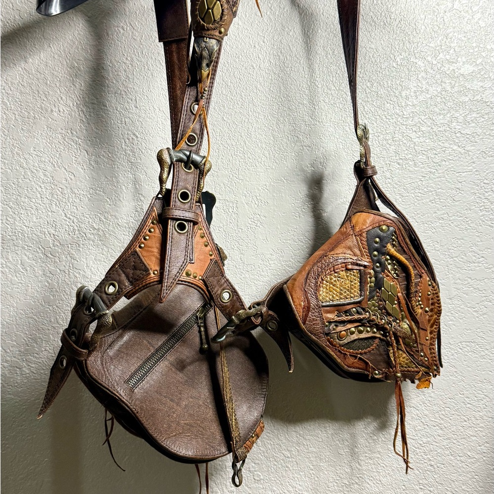 Brown leather holster vest bag
